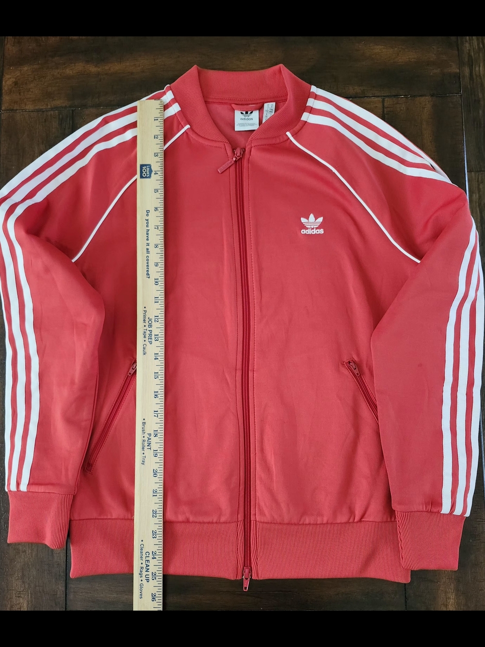 Adidas Red Trefoil Track Jacket with White Stripes - Picture 3 of 4